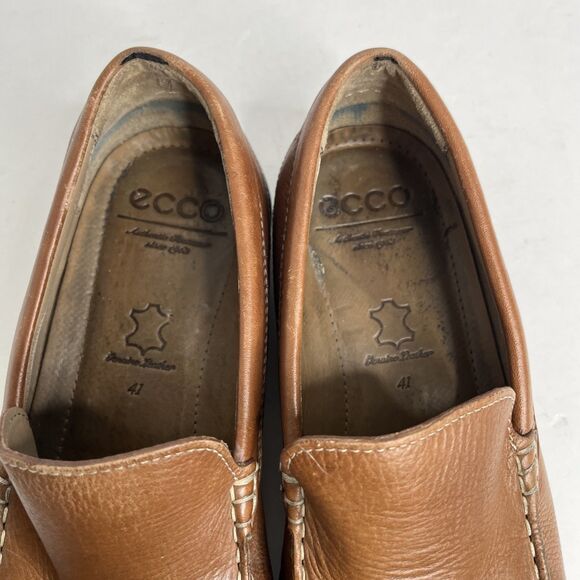 Ecco Classic Moc Brown Leather Slip On Loafers Driving Shoes  SZ 8 8.5 EU 41 main image 4